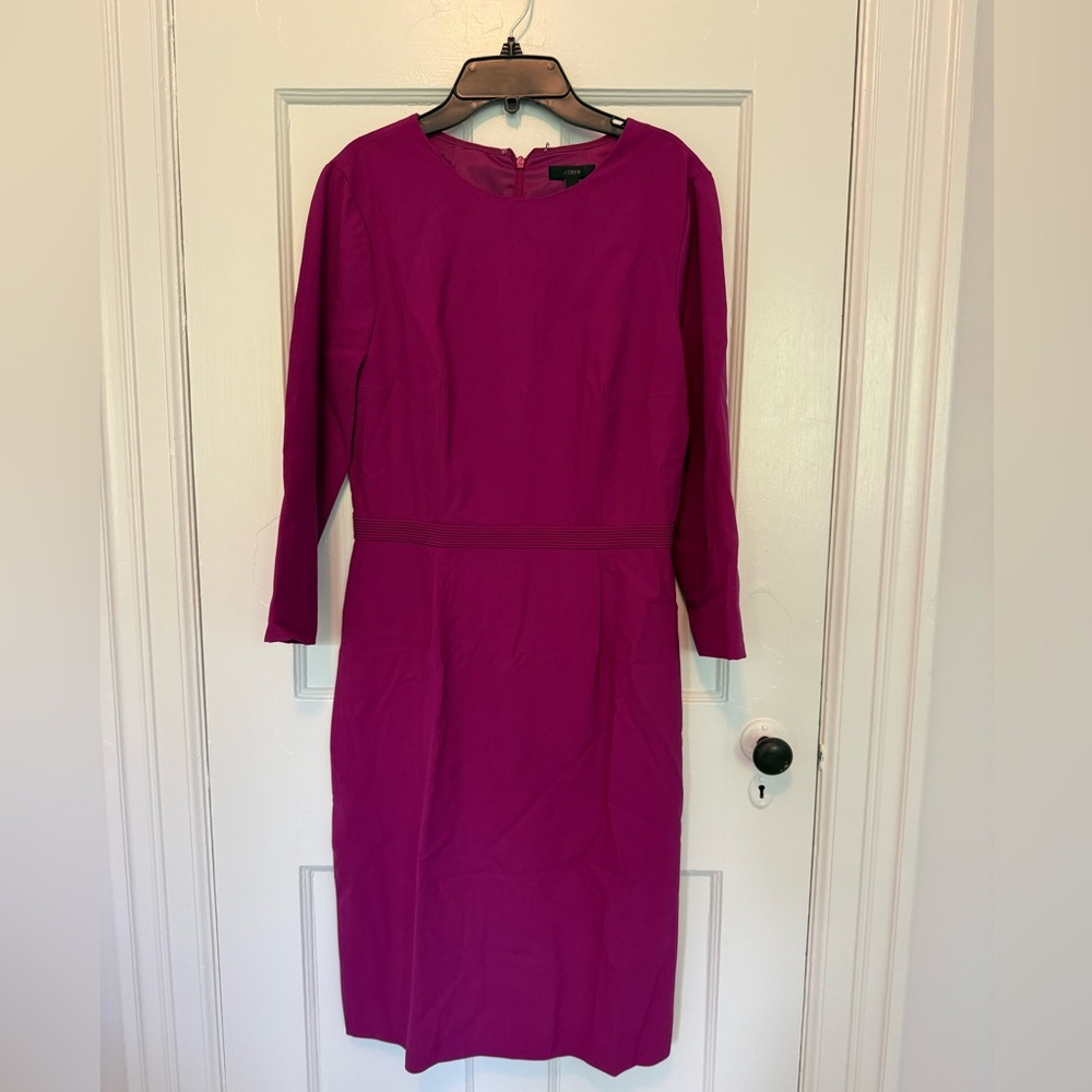 J. Crew Magenta Long Sleeve Sheath Dress